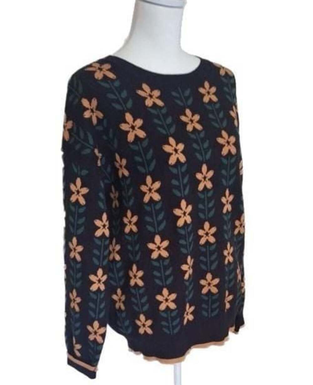 70s Mod Flower Power Sweater Sz L Gold Daisies Scooby-Doo Velma